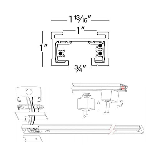WAC Lighting J2-T8-BK Track Light, Two Circuit, 8 Feet, Black