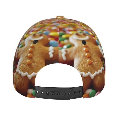 bmnaswt Gingerbread Man Candy Print Fashion Curved Edge Baseball Cap for Men Women, All-Season Outdoor Sports Travel Cap B...