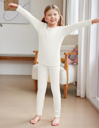 Arshiner Girls Thermal Underwear Set Long Johns Cold Weather Kids Base Layer Top Bottom