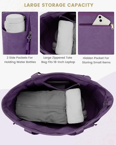 Gonex Yoga Mat Bag, Large Tote Bag with Multi Pockets for Women Men, Canvas Mat Carrier, Full Zipper Easy Access for Pilat...