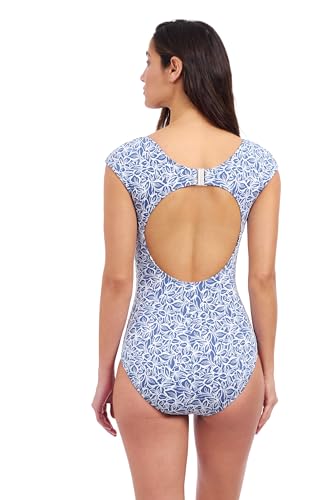 Profile by Gottex Plumeria Textured Leafy Print Stylish & Versatile Women’s Cap Sleeve One Piece Bathing Suit Swim Essential