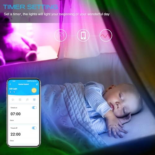 DAYBETTER RGB Led Light Strips Kit Compatible with Alexa and Google Assistant, Smart WiFi Led Strip Lights for Bedroom, Ro...
