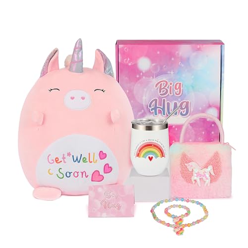 Get Well Soon Gift for Kids, Feel Better Gifts for Kid, Kids Get Well Baskets, Care Package for Girls with Get Well Soon U...