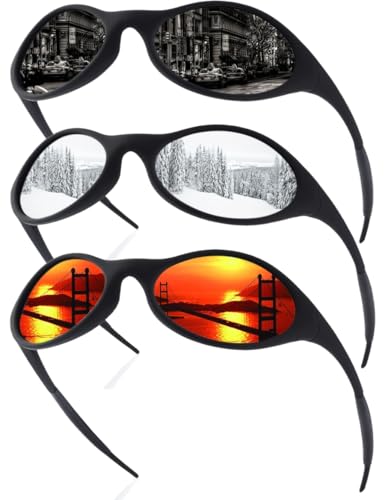 ICARA 3 Pack Sport Polarized Sunglasses for Men and Women All Day Comfort UV400 Protection for Cycling Fishing Driving