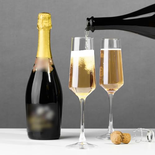 PARACITY Champagne Flutes, Champagne Glasses Set of 2, Elegant 8.5oz Glass Champagne Flutes, Gift for Birthday, Wedding, C...