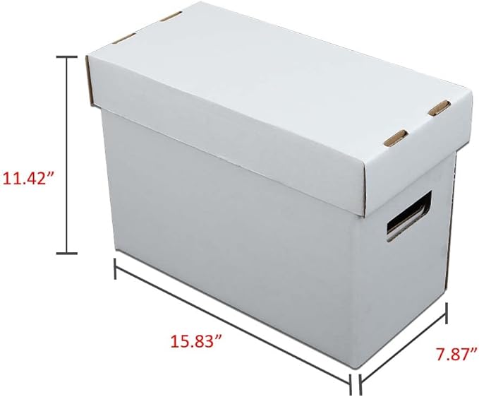 G-PLUS Comic Books Storage Boxes 10 Boxes With Lids Short Holds 150-175 Stackable Durable Archive White Comic Book Storage
