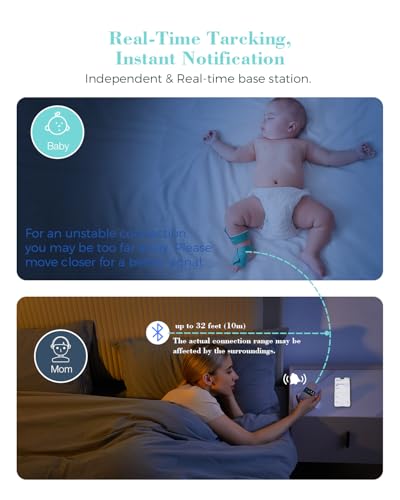 Babytone Baby Sleep Monitor with Base Station- Smart Sleep Sock, Tracking Heart Rate and Movement, Wearable Baby Foot Moni...