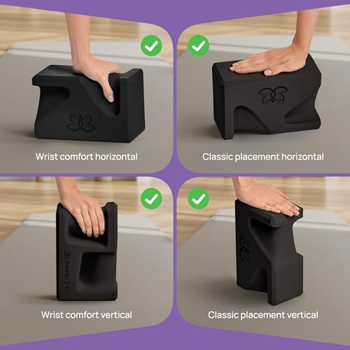 Deep-Zen PRO Yoga Blocks | Ergonomic Yoga Block 2 Pack for Wrist Comfort and Support | EVA Foam Exercise Blocks, 2x Knee P...