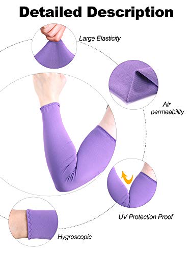 Bememo Unisex UV Protection Sleeves Long Arm Sleeves for Women Cooling Arm Cover for Outdoor(Black,12 Pairs)