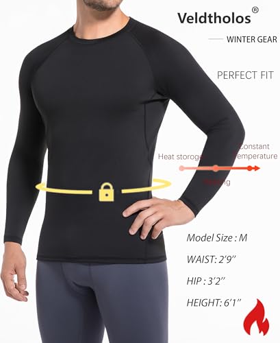 5 Pack Thermal Compression Shirts for Men Fleece Lined Long Sleeve Athletic Base Layer Winter Gear Undershirt Workout Top