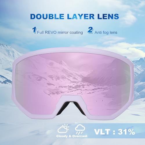 EXP VISION Ski/Snowboard Goggles, Anti-Fog Snow Goggles for Men & Women - Perfect for Skiing, Snowboarding & Winter Sports