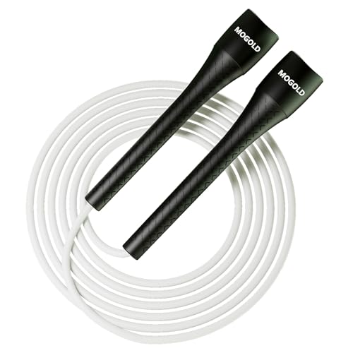 MOGOLD Unbreakable 5mm pvc Jump Rope – Pro-Grade PP Handles with Diamond Texture, 40X Strength PVC Cord, Adjustable 3m Len...