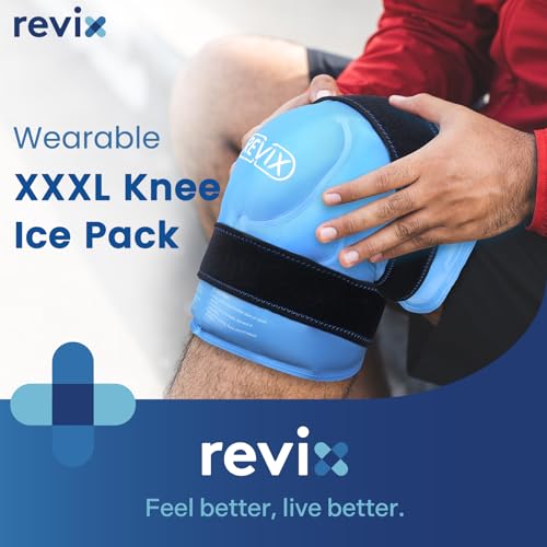 REVIX 20‘’ XXXL Knee Ice Pack Wrap Around Entire Knee, Extra Large Ice Pack for Leg Discomfort Reducing, Cold Compress The...
