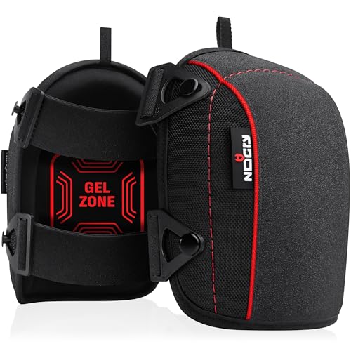 NoCry Flooring Knee Pads for Men with Extra-Wide Gel & Thick Foam Cushion — Floor-Safe Anti-Slip Leather Kneepads for Cons...