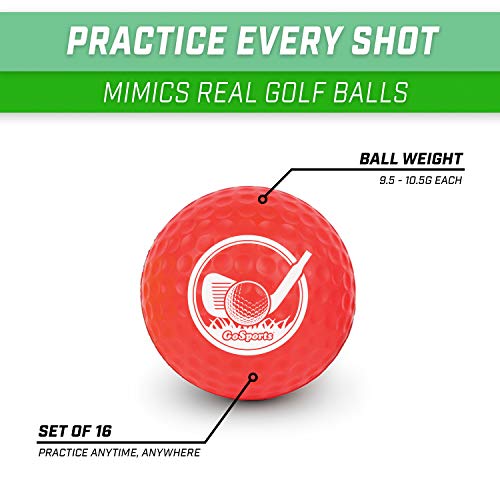GoSports Foam Golf Practice Balls Realistic Feel and Limited Flight Use Indoors or Outdoors