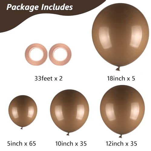 Dark Brown Balloons, 140pcs 18 12 10 5 Inch Different Sizes Pack Party Latex Balloons for BOHO Birthday Halloween Holiday ...