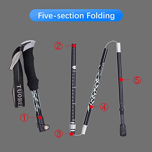 Kelendle Collapsible Trekking Pole Aluminum Ultralight Travel Trekking Hiking Pole for Men and Women