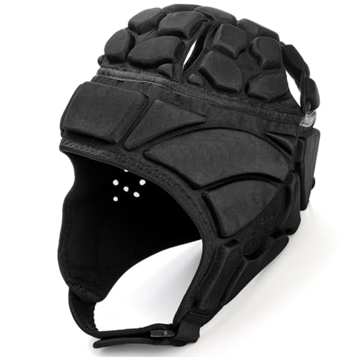 ZENFUN Rugby Helmet Shell, Soft Padded Headgear for Soccer, Protective Football Headguards for Youth, Scrum Cap for Kids, ...