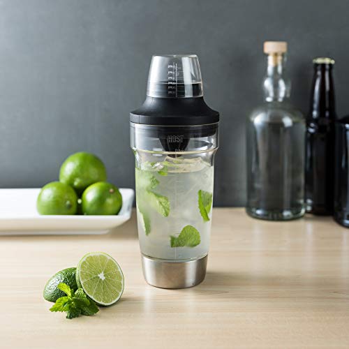 Host All in One Cocktail Shaker Set with Measurements, Reamer, Bottle Opener, Strainer and Jigger for Cold Brew Cocktails,...