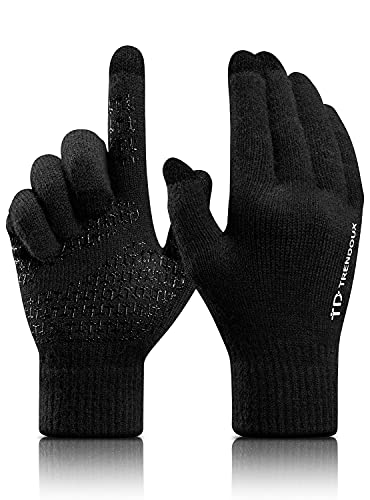 TRENDOUX Merino Wool Winter Gloves for Men Women, Cold Weather Warm Touchscreen Unisex, Non-slip, Knit Elastic Cuff