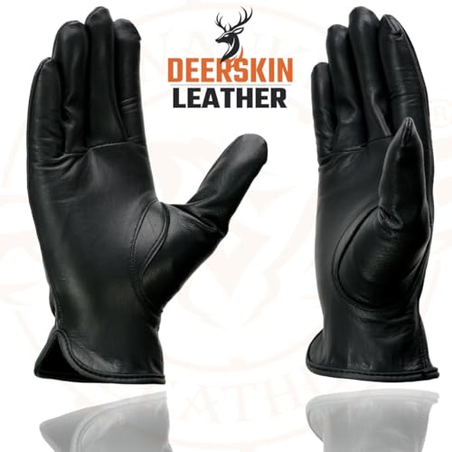 Milwaukee Leather SH886 Women's USA Deerskin Black Leather Unlined Lightweight Motorcycle Rider Gloves