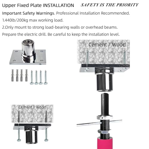 PRIORMAN Height Adjustable Permanent Dance Pole with Fixed Plate Enhanced Safety and Stability for Home Dancing