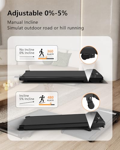 Walking Pad Treadmill with Incline,Under Desk Treadmill with Incline 2 in 1 for Walking and Jogging,2.5HP Compact Incline ...