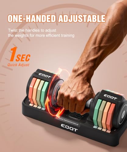 Adjustable Dumbbells Set/Single, 12.5LB/22.5LB/55LB 5 in 1 Free Adjustable Dumbbell Set with Anti-Slip Handle & Rainbow-co...