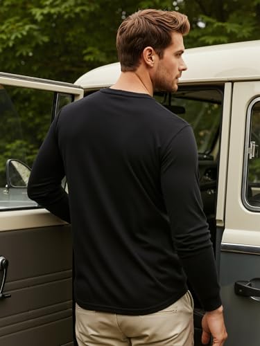 X-thud Men Long Sleeve Crew Neck Shirts Casual Pullover Underwear Tops Slim Fit Thermal Undershirt Base Layer