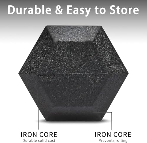 Yufer 6-10 Pair Iron and Rubber Coated Dumbbell Set 350/450/550 lbs 5-50 lbs Hand Free Weight for Strength Hex Rubber Weig...