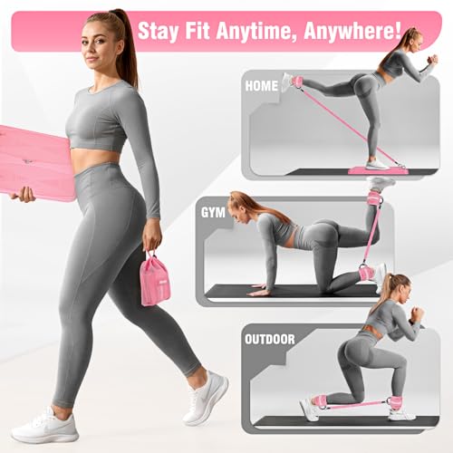 Ankle Resistance Bands with Cuffs & Fitness Board, Legs & Glutes Workout Equipment for Women Home Gym Exercise