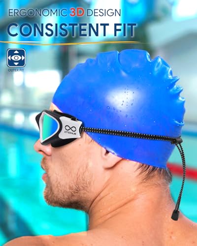 Otionus Swim Goggles, Polarized Adult Swimming Goggles Bungee Strap No Hair Pulling Anti-fog Pool Goggles for Men Women