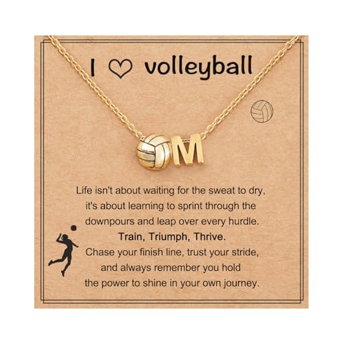 AULSIEY Initial A-Z Volleyball Necklace for Girls Teens Women, Personalized Volleyball Christmas Gifts for Team Lovers, 1...