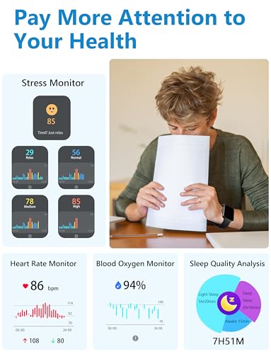 Smart Watch, 1.83'' Smartwatch Women Men Answer Make Calls, Alexa Fitness Watch, IP68 Waterproof Fitness Tracker Watch, He...