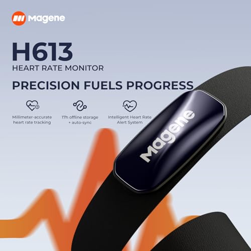 Magene H613 Heart Rate Monitor Chest Strap with Precise Tracking, Bluetooth & ANT+ Connectivity, 17h Offline Storage, IPX7...