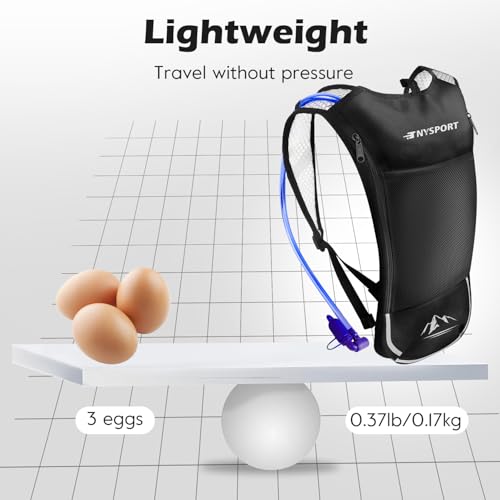 2 Pack Hydration Backpack Pack with 2L Hydration Bladder, TNYSPORT Lightweight Breathable Water Backpack with 3 Layer Pock...