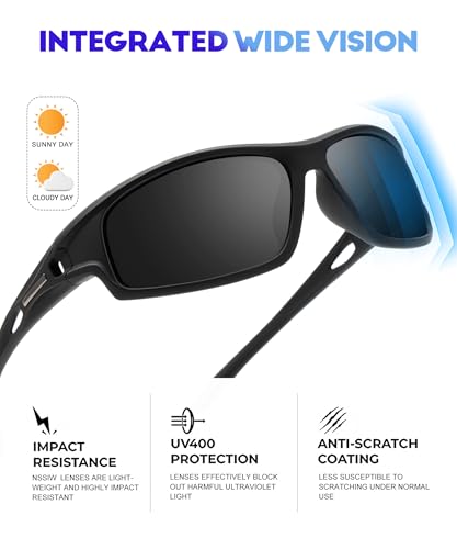 NSSIW Polarized Sunglasses-for-Men-Women Sports Mens-Sunglasses: Wrap Around Sun Glasses UV400 Running Fishing Golf 3 Packs
