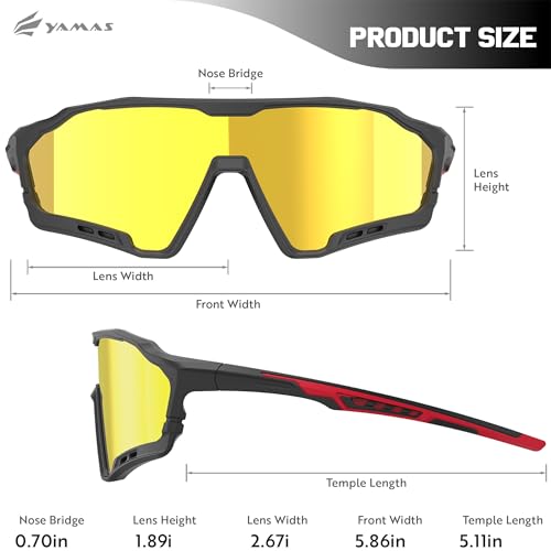 YAMAS Sport Sunglasses for Mens, Wrap around sunglasses, Non-Slip Nose Pads for Hiking, Climbing&Running, UV400 Protection