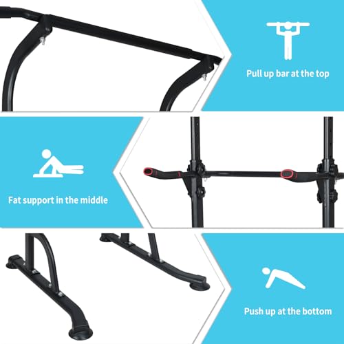 LSKSSNG Adjustable Height Dip Bar Station, Heavy Duty Dip Station for Home Gym,Multi-function Dip Station Pull Up Bar Full...
