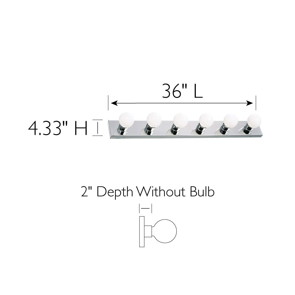 Design House 500942 6-Light Vanity Light, Steel, Polished Chrome