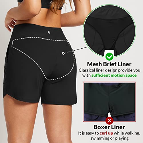 baleaf Women's 3"/5"/7"/9" High Waisted Swim Board Shorts Quick Dry Swimsuits Bottoms Trunks with Pockets