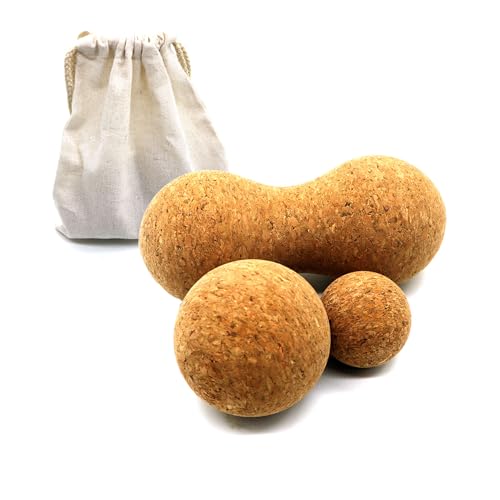 Rreadean Cork Massage Ball Set for Fascia Release After Exercise, Yoga,Trigger Point Therapy, Relax Muscles, and Relieve S...