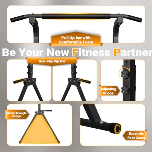 YYJO Foldable Pull Up Bar Free Standing Multi-function Power Tower Dip Bar Home Gym Strength Training Equipment 300 LBS We...