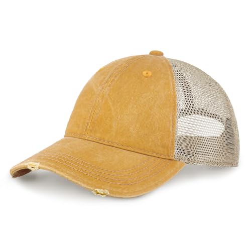 CHOK.LIDS Everyday Premium Washed Trucker Hat Unstructured Distressed Pigment Dyed Cap Adjustable Outdoor Headwear
