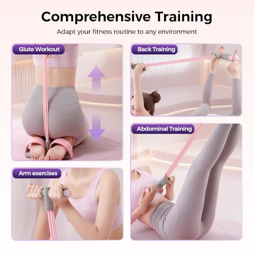Pedal Resistance Bands with Handles,Upgrade Elastic Yoga Resistance Band, 6Tubes Manual Training Pedal, Natural Rubber Foo...