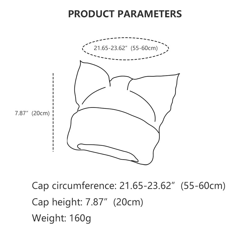 Striped Cat Ear Hat Cute Beanie Hat Knit Cap Warm Skull Cap Crochet Hat for Men and Women (Black White)