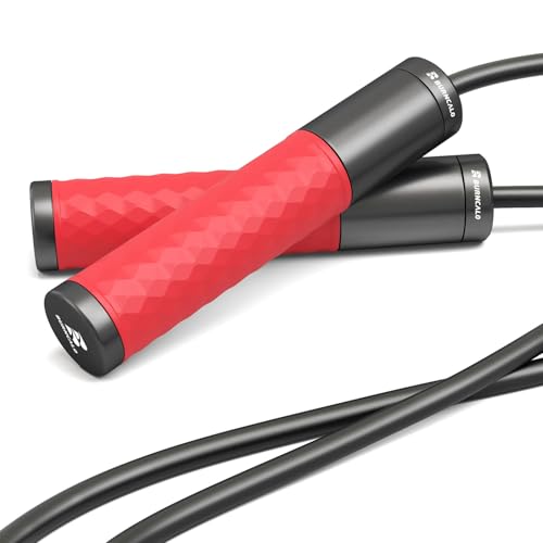 BURNCALO Weighted Jump Rope for Men, Women (1.5LB) - Alloy Steel Handles, Speed Skipping Rope, Gym,Indoor/Outdoor - Fitnes...