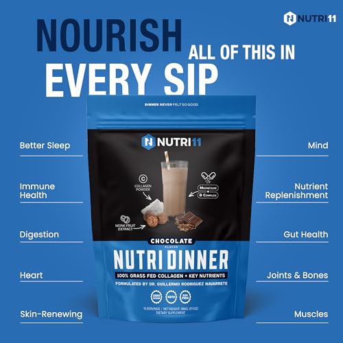 NutriDinner by Nutrillermo | Grass-Fed Collagen Protein Powder | Magnesium, B-Vitamins & Monk Fruit | Sleep, Recovery, and...