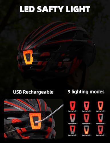 Shinmax Bike Helmet with USB Rechargeable Light & Detachable Magnetic Goggles UV Protective, Bicycle Helmet Men Women Moun...