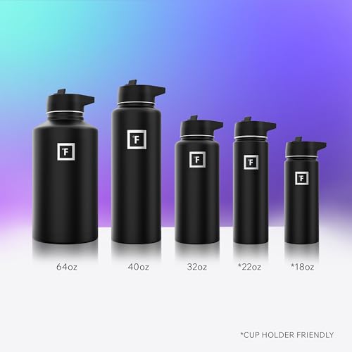 IRON °FLASK Camping & Hiking Hydration Flask with Straw, Wide Mouth Insulated Stainless Steel Sports Water Bottle - 64 oz ...